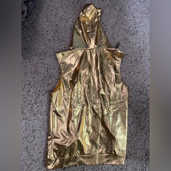 Men’s Metallic Gold Zip Up Vest Jacket - Picture 4 of 5